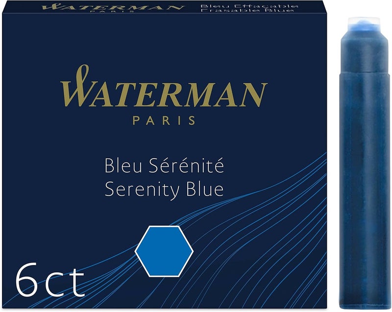Waterman Mini Lady Fountain Pen Ink Cartridges - Box of 6 Serenity Blue - Image 1